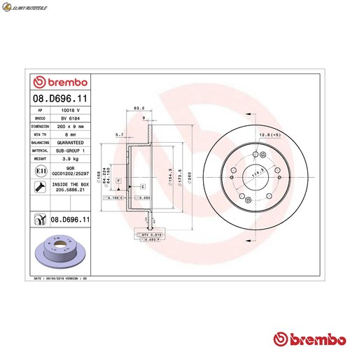 Brake discs d696 11 - brake, 08.d696.11
