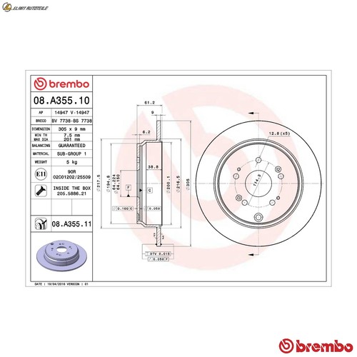 Brake discs a355 - brake, for